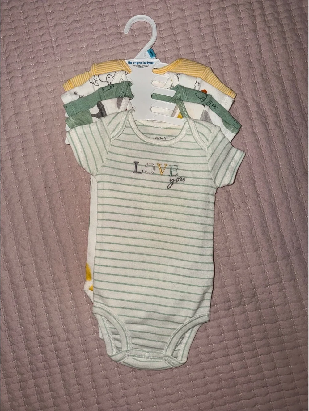 Carter’s Baby Bodysuits 6M – 5-Pack NWOT | Veggin’ Out, Love You, Safari